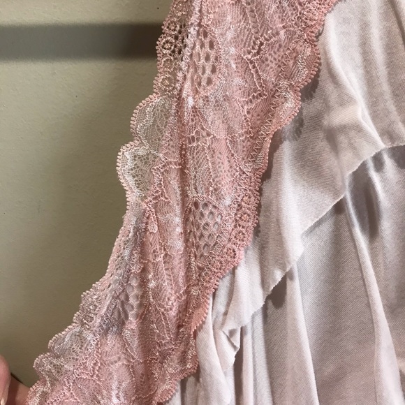Free People Pink Ruffle and Beaded Tunic Top - Picture 4 of 7